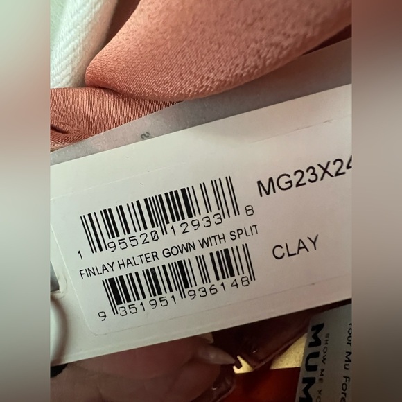 MINK PINK  FINLAY HALTER GOWN WITH SPLIT CLAY color, size Small NWT - Picture 14 of 14